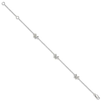 Rhodium Over Sterling Silver Cubic Zirconia Butterfly with 1-inch
Extender Children's Bracelet