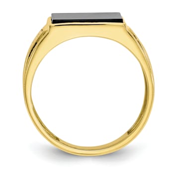 10K Yellow Gold Men's Diamond and Black Onyx Ring