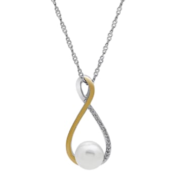 Freshwater Pearl and Diamond Accent Sterling Silver/14K Gold Over
Sterling Silver Pendant with Chain