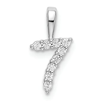 Rhodium Over 14k White Gold Diamond Number 7 Pendant