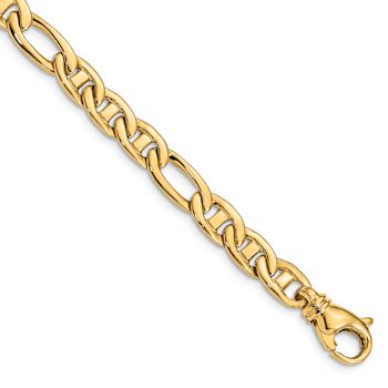 10k Yellow Gold 6.5mm Solid Hand-polished Flat Mariner Link Bracelet