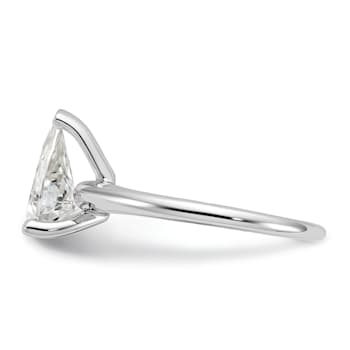 Rhodium Over 14K White Gold 2 ct. G H I True Light Pear Moissanite
Solitaire Ring