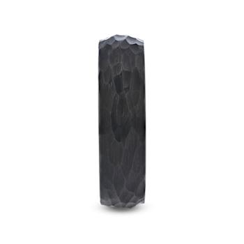 RENEGADE Domed Hammer Finish Black Tungsten Carbide Wedding Band with
Brushed Finish 6mm