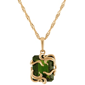 10K Yellow Gold Chrome Diopside Medusa Pendant 3.ctw