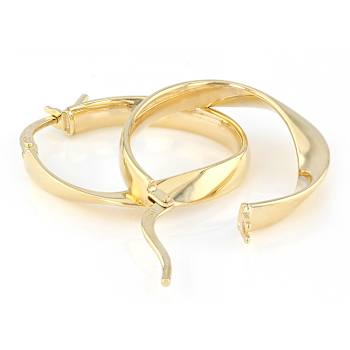 Ribbon Hoop Earrings In 14K Gold