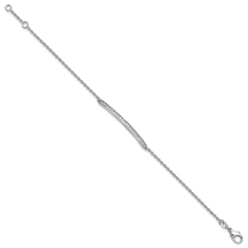 Rhodium Over 14K White Gold Diamond Bar 7.5-inch Bracelet 0.23ctw