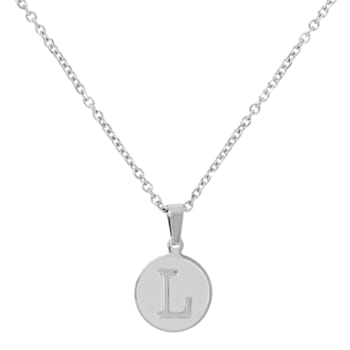 Initial L Charm Pendant Necklace In Silver-Tone