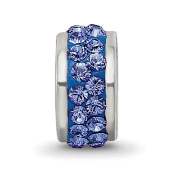 Sterling Silver Reflections Blue Double Row Preciosa Crystal Bead
