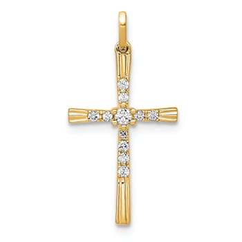 10k Yellow Gold 0.10 cttw Diamond Cross Pendant