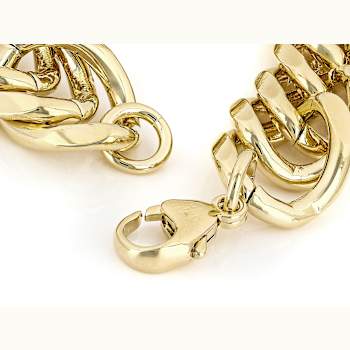 Woven Curb Link Bracelet In 18K Gold Over Bronze