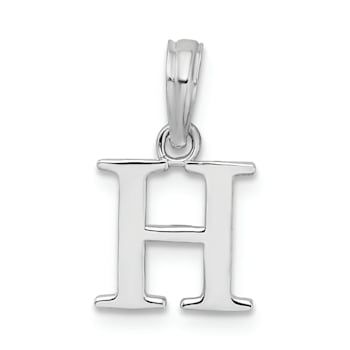 Sterling Silver Polished Block Initial -H- Pendant