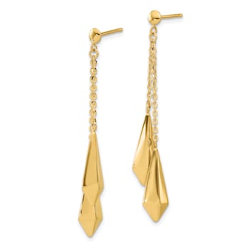 14K Yellow Gold Polished Post Dangle Earrings