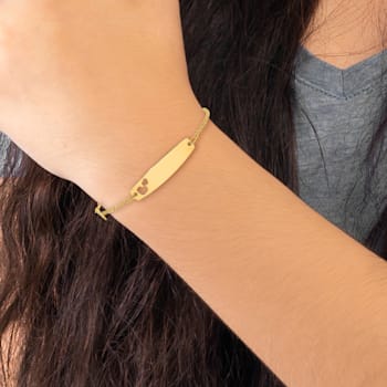 14k Yellow Gold Polished Heart Children's ID Bracelet