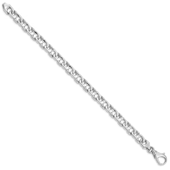 Rhodium Over 14k White Gold 7.4mm Hand-polished Fancy Link Bracelet