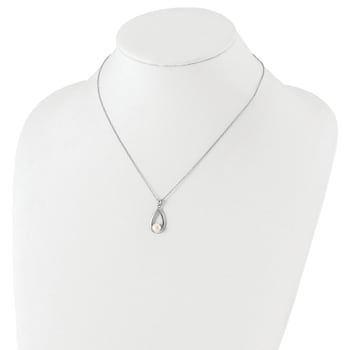 Rhodium Over Sterling Silver 6-7mm White Button Freshwater Cultured
Pearl Necklace