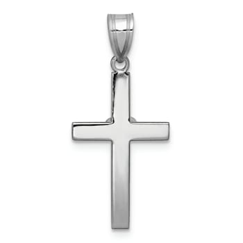 Rhodium Over 14K White Gold 0.01ct Diamond Heart Cross Pendant