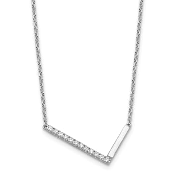 Rhodium Over 14k White Gold Sideways Diamond Initial L Pendant Cable
Link 18 Inch Necklace