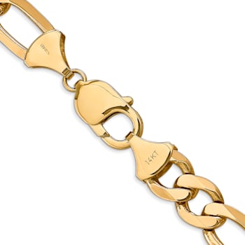 14K Yellow Gold 10mm Flat Figaro Chain Necklace
