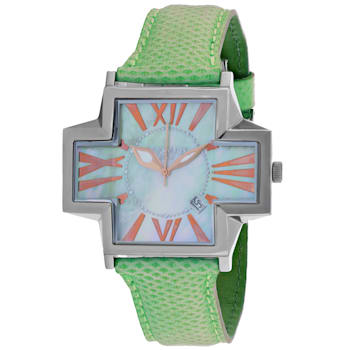 Locman Women's Italy Plus Mother-Of-Pearl Dial Green Leather Strap Watch