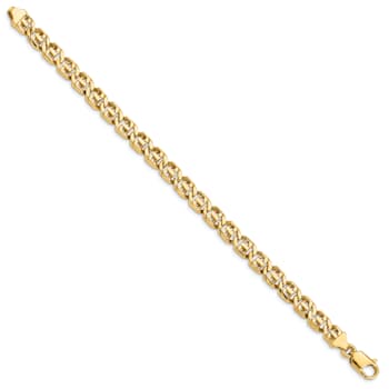 14k Yellow Gold 6.75mm Hand Polished Fancy Link Bracelet