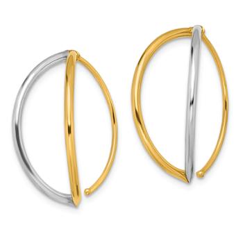 14k Yellow Gold and Rhodium Over 14k Yellow Gold Dangle Threader Earrings