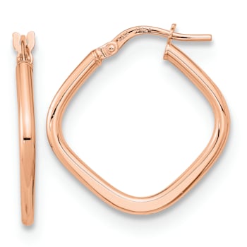 14k Rose Gold Polished 15/16" Square Hoop Earrings