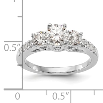 Rhodium Over 14K White Gold Lab Grown Diamond SI1/SI2, G H I, 3-Stone
Engagement Ring