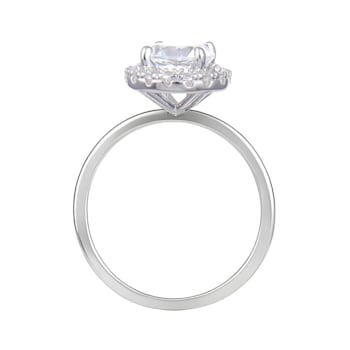 Rhodium Over Sterling Silver Round White Topaz Halo Ring 1.90ctw