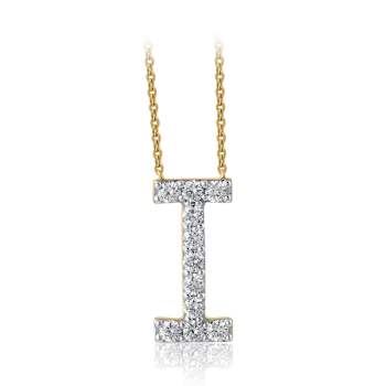 Lab-Grown Diamond Initial I Necklace In 14K Gold Over Sterling Silver 0.50ctw