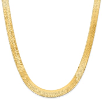 14K Yellow Gold 10mm Silky Herringbone Chain Necklace