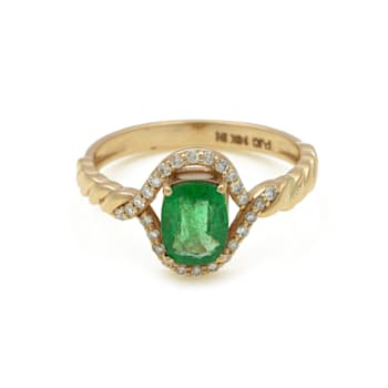 1.09Ctw Emerald with 0.17Ctw Ring in 14K YG