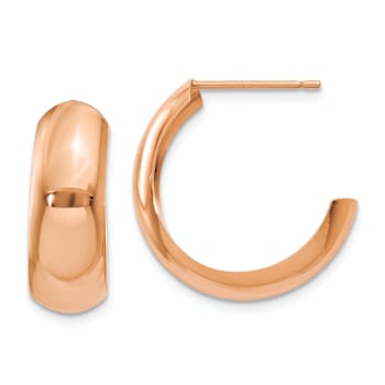 14k Rose Gold 3/4" Polished C-Hoop Earrings