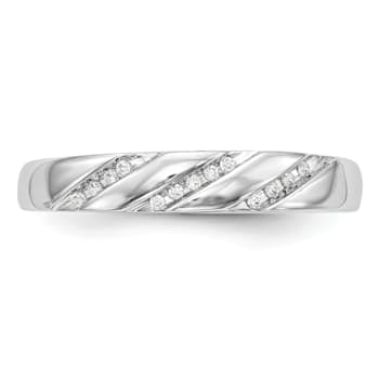 Rhodium Over 14K White Gold Diamond Trio Ladies Wedding Band 0.05ctw
