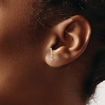 14K Yellow Gold Lab Grown Diamond Ear Climber Earrings