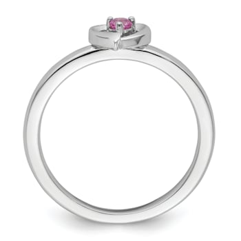 Sterling Silver Stackable Expressions Lab Created Pink Sapphire Heart
Ring 0.09ctw