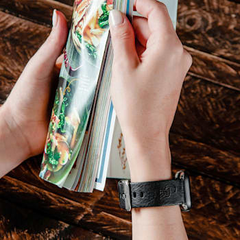 Gametime MLB Colorado Rockies Black Leather Apple Watch Band (38/40mm
M/L). Watch not included.