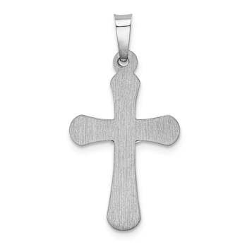 Rhodium Over 14k White Gold Polished Brushed INRI Rounded Crucifix Pendant