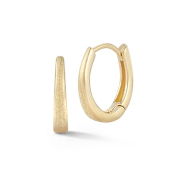 Bellissima Gold 14K Yellow Gold Oval Huggies with Satin Finish