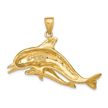 14k Yellow Gold Dolphins Pendant