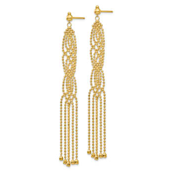 14k Yellow Gold Beaded Dangle Earrings