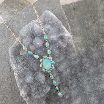 Barse Jewelry Aurora Blue Opal Golden Y Necklace