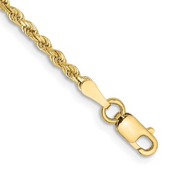 10k Yellow Gold 2mm Diamond-Cut Rope Link Bracelet