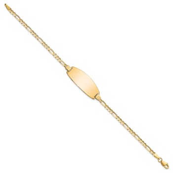 14k Yellow Gold Oval Figaro Link ID Bracelet
