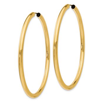 14k Yellow Gold 2 3/16" Polished Endless Tube Hoop Earrings