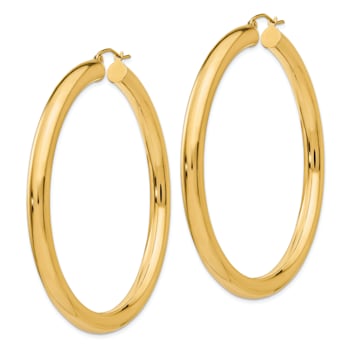 14k Yellow Gold Polished 2 3/8" Tube Hoop Earrings