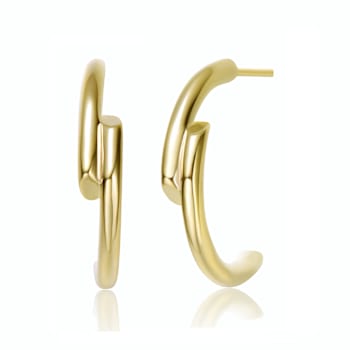 Overlapping Open Hoop Earrings In 14K Gold Over Brass