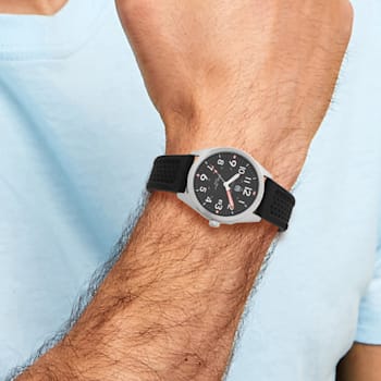 Charles Hubert Stainless Steel Black Dial Watch