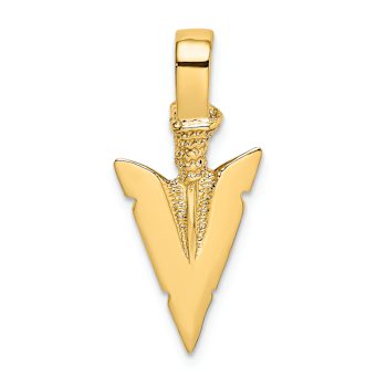 14k Yellow Gold 3D and Textured Arrowhead Charm