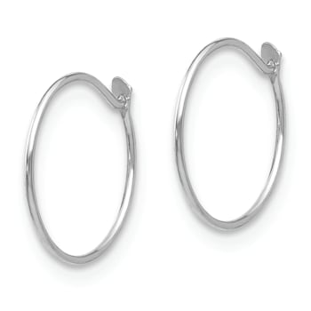 Rhodium Over 14K White Gold Small Endless Hoop Earrings