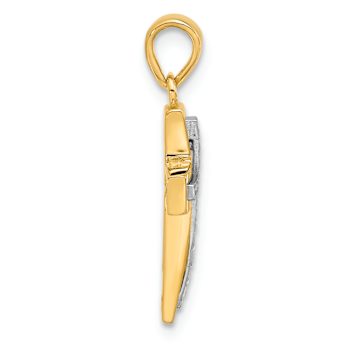 14k Two-tone Gold Polished and Diamond-Cut Cross Pendant